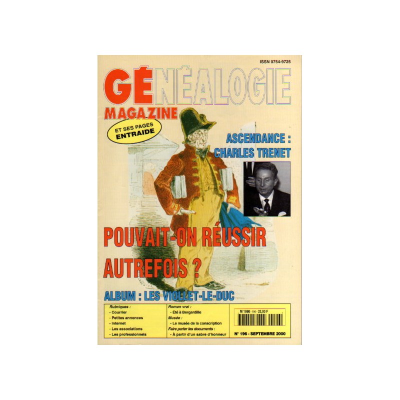 Généalogie magazine n° 196 - septembre 2000