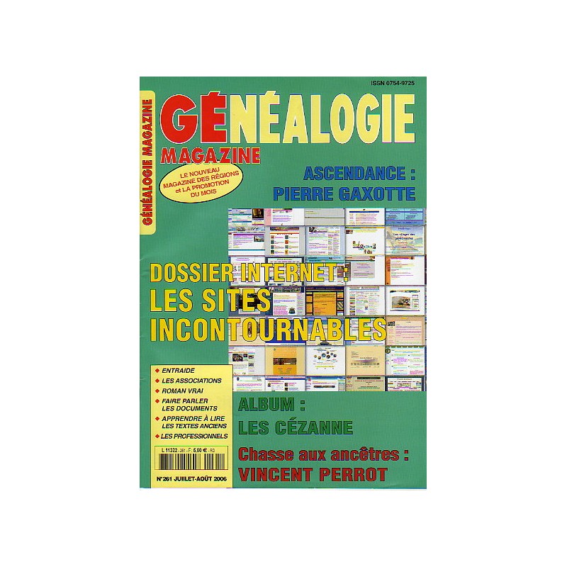 Généalogie Magazine n° 261 - juillet-août 2006