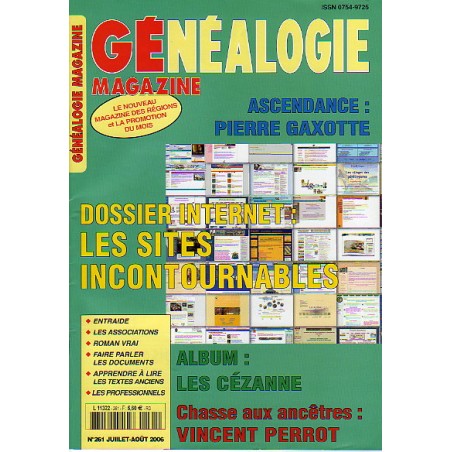 Généalogie Magazine n° 261 - juillet-août 2006