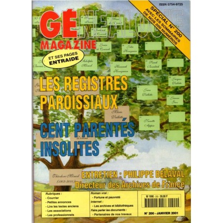 Généalogie Magazine n° 200 - janvier 2001