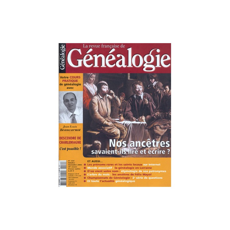 Revue Française de Généalogie n° 154 octobre/novembre 2004