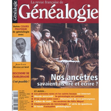 Revue Française de Généalogie n° 154 octobre/novembre 2004