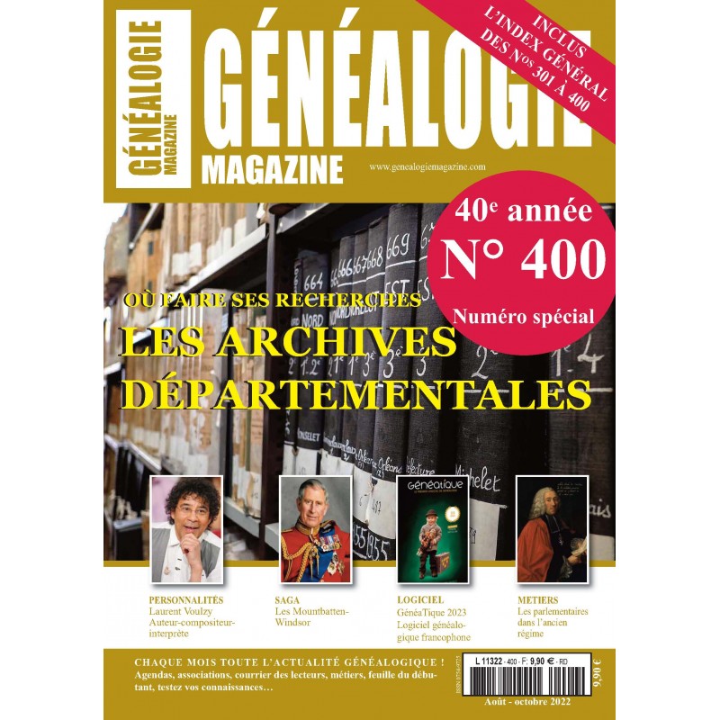 abonnement généalogie Magazine 1 an - France métropolitaine - 2023 - Formule 40 ans